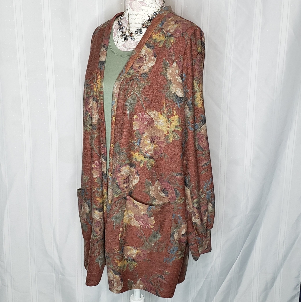 Blouson Essential Cardigan Rust Floral